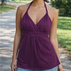 New York & Company Purple Halter Shirt